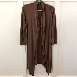 Distressed brown/taupe cardigan with removable tie